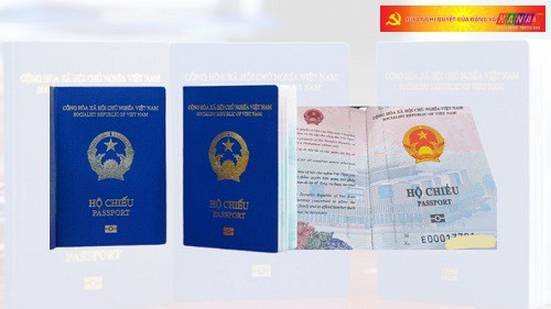 Trang bìa của hộ chiếu có gắn chíp điện tử có biểu tượng chíp điện tử để phân biệt với mẫu cũ.